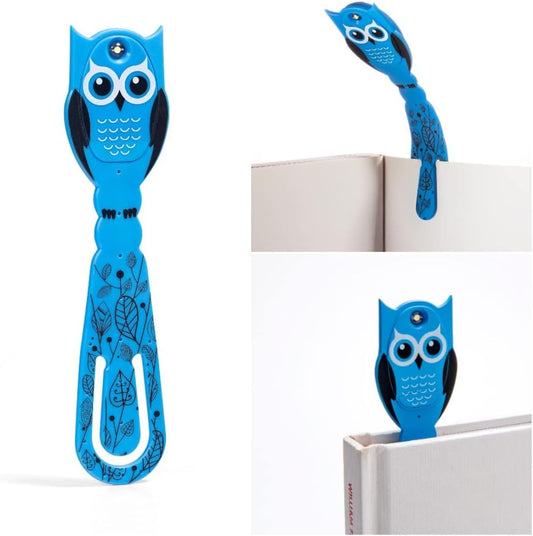 Gifts for Readers & Writers Book Light for Kids, Clip On Reading Light for Bed, 2in1 Flexilight Pals & Bookmark, Small & Lightweight with a Soft Glow, 2 Batteries Included, Owl