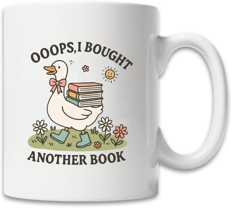 MissDaisy-Funny Book Lover Mug, Cute Reading Coffee Cup, Gifts for Readers, Librarians, Teachers, Bookworms & Introverts, Book Humor Animal Design (Bought another book)