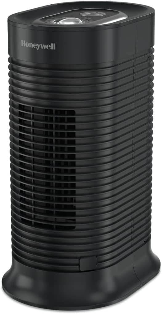 Honeywell HPA060 HEPA Tower Air Purifier, Airborne Allergen Reducer for Small Rooms (75 sq ft), Black - Wildlfire/Smoke, Pollen, Pet Dander, and Dust Air Purifier