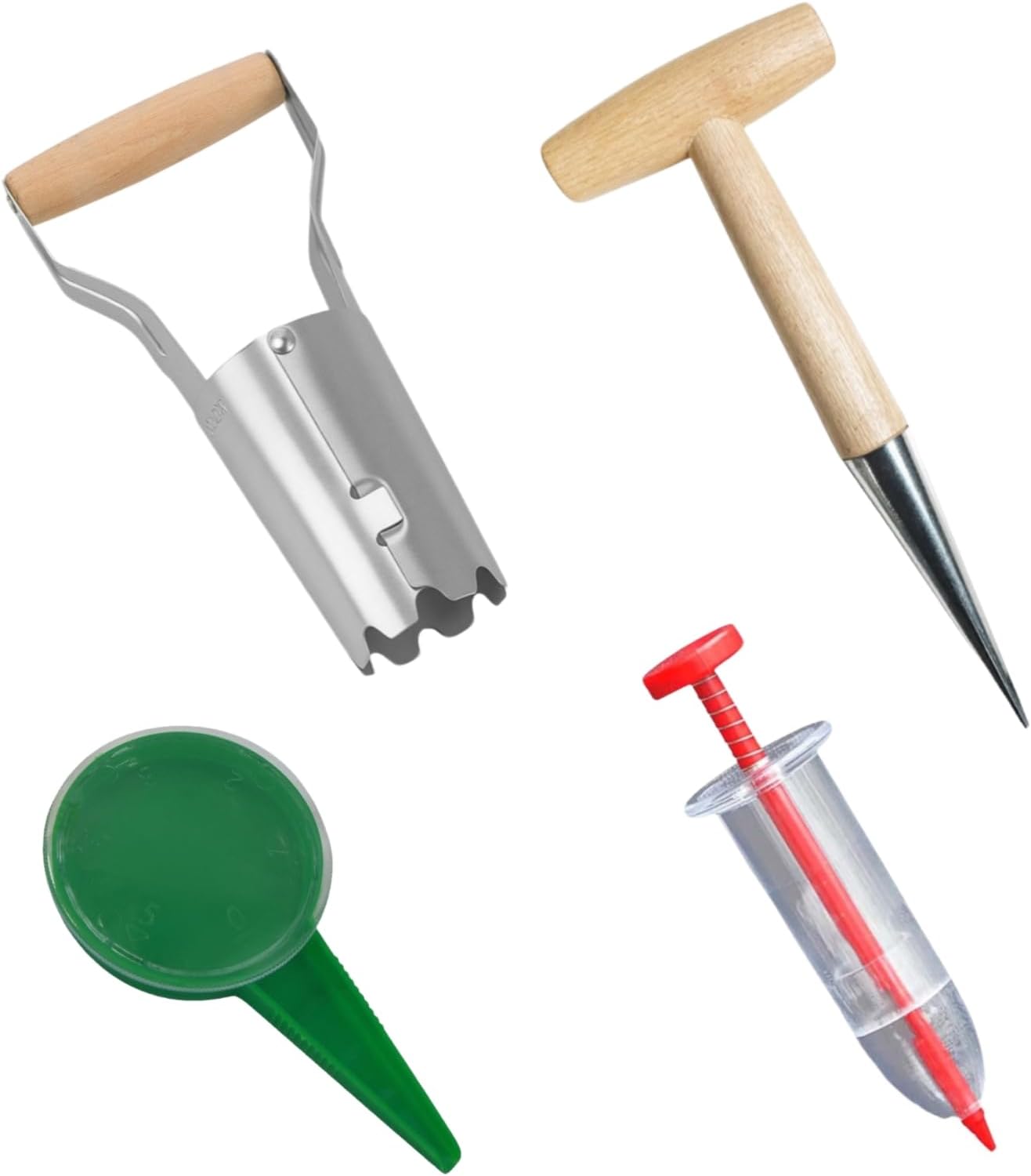 Bulb Planter & Garden Dibber - Heavy Duty Transplanter and Hole Punch Tool for Bulbs, Seeds, Seedlings | Ergonomic Handle with Depth Markers for Tulips, Daffodils, Dahlias