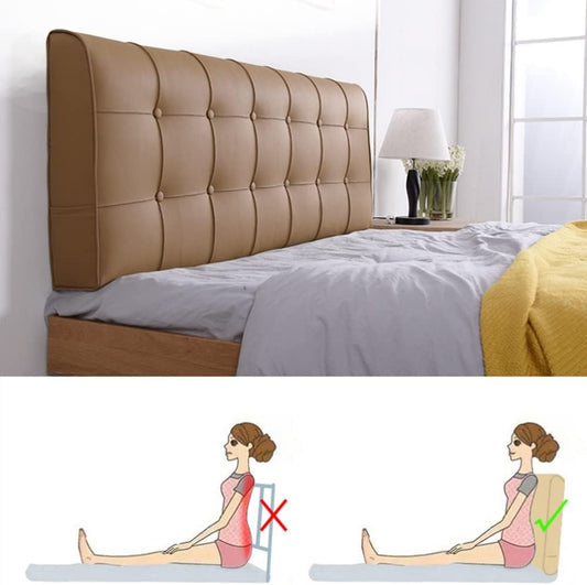 Large Reading Pillow Removable Bedside Back Cushions Sofa Bed Upholstered Headboard Soft Double Lumbar Support Cushion (Color : White Size : 200x10x58cm) (Beige 150x10x58cm)