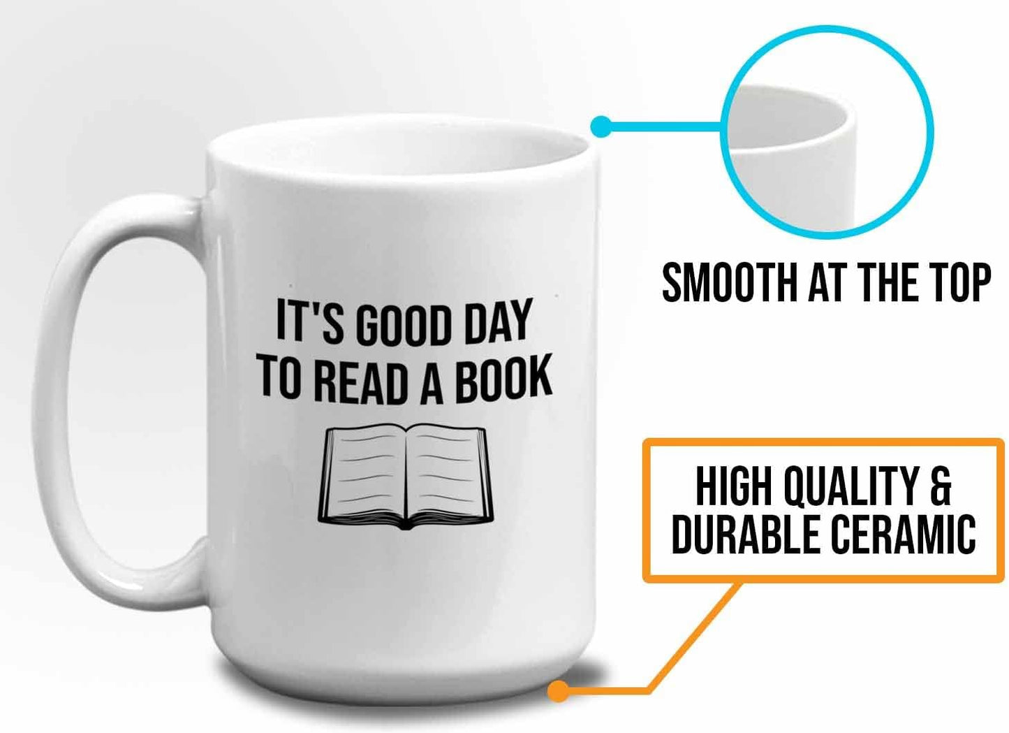 Bubble Hugs Writer Coffee Mug 15oz White - It's good Day to read a book - Reading Book Lover for Bookworm Bibliophile Librarians Author Readers Bookish