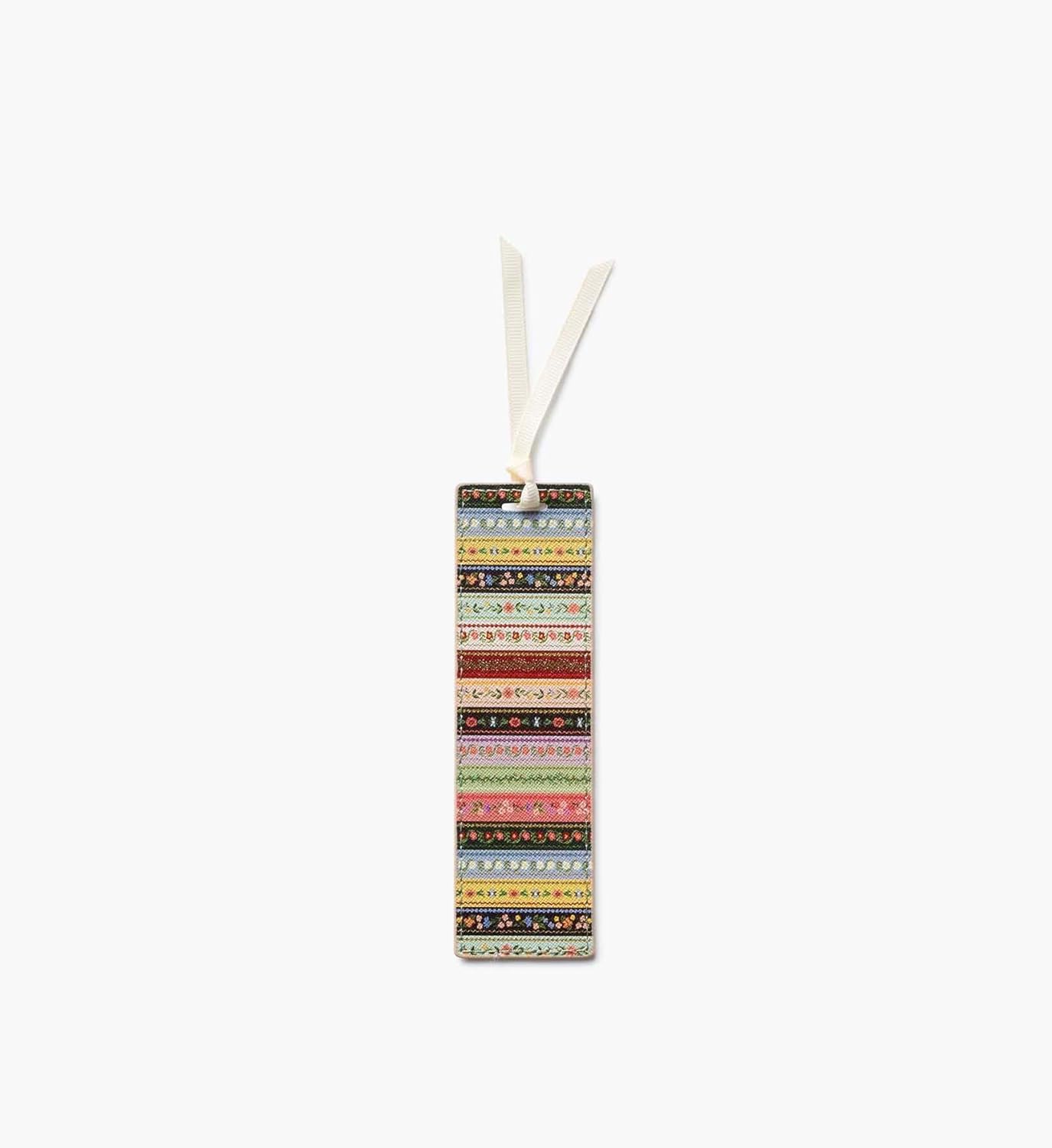 RIFLE PAPER CO. Gemma Bookmark 6" L x 1.75" W, Saffiano PU with a Grosgrain Ribbon, Metallic Gold Foil Logo, Perfect for Book Lovers, Writers, & Readers