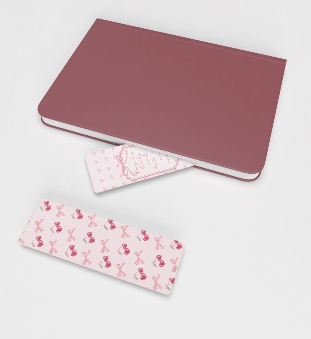 TwoDays Pink Coquette Bookmarks for Women, Cute Bow Bookish Gifts for Book Lovers Booktok, Fancy Book Accessories, Book Club Favors (Set of 10, 6'' x 2'')