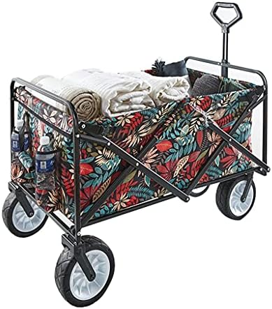 Foldable Beach Cart Outdoor Folding Utility Wagon Heavy Duty Shopping Cart Gardening Truck Adjustable Handle Folding Camping Wagon Load-Bearing 100kg / 220lbs (Style 2)