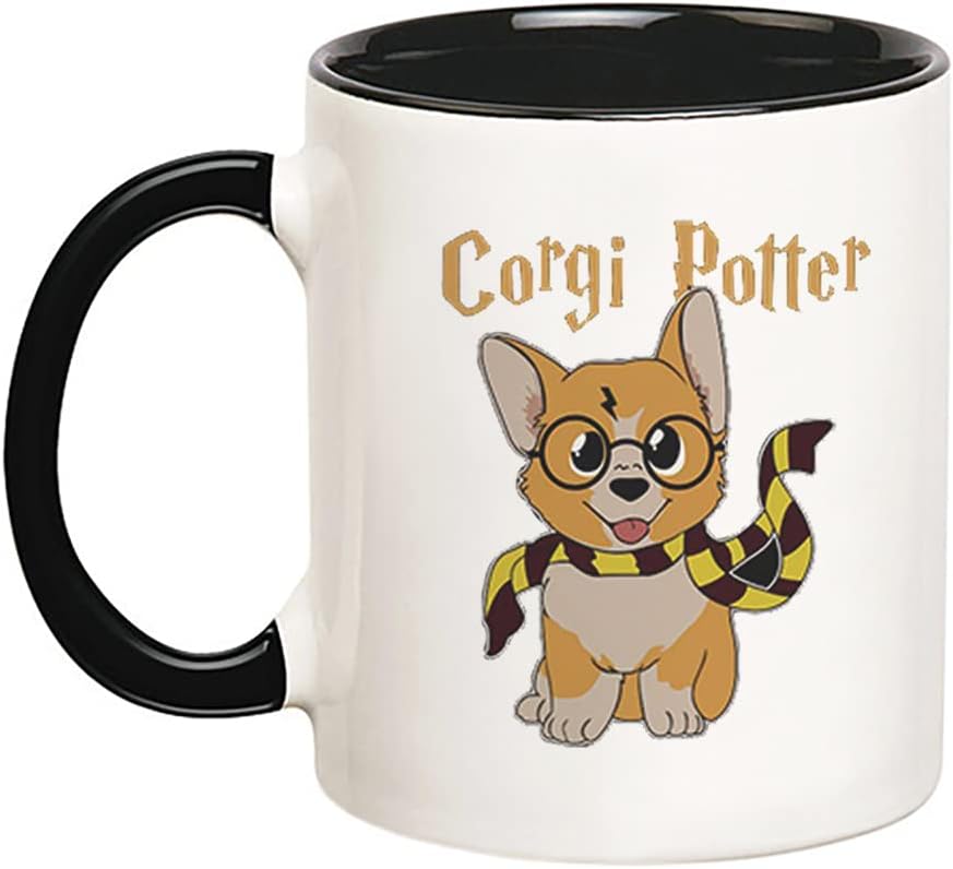 Fonhark Corgi Potter Mug - Dog Mom Dad, Corgi Lover, 11 Oz Novelty Coffee Mug/Cup