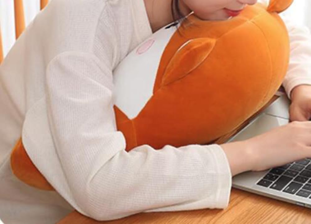 Tingting's Dream Cute Animals Lumbar Support Pillow Office Chair Back Pillow Soft Waist Cushion Sofa Back Pillow Bed Rest Reading Pillow (Brown-Shiba Inu, 55×28CM/21.65"×11.02")