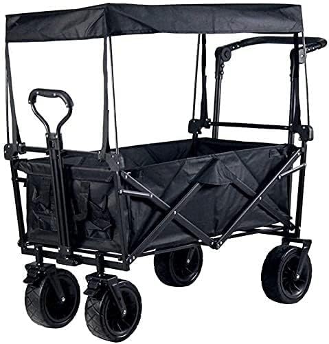 Outdoor Folding Utility Wagon Heavy Duty Wagon Cart with Removable Canopy Folding Outdoor Utility Trolley with Brake Load-Bearing 80kg 176lbs (Color : Style 4) (Style 2)