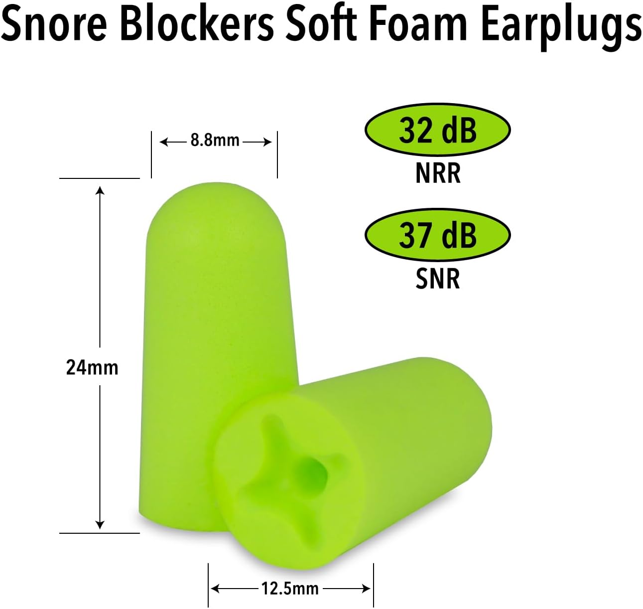 Mack’s Snore Blockers Soft Foam Earplugs, 12 Pair – 32 dB High NRR, 37 dB SNR – Comfortable Ear Plugs for Sleeping, Snoring, Loud Noise and Travel