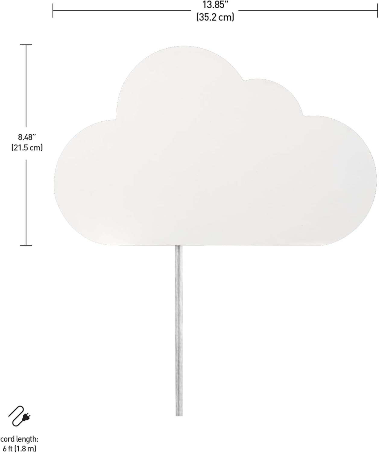 Globe Electric 51492 1-Light Floating Cloud Plug-in Wall Sconce, Matte White, 6ft Clear Cord, Inline On/Off Rocker Switch, Lights for Bedroom, Bulb Not Included, Mounted Bedside Lamp