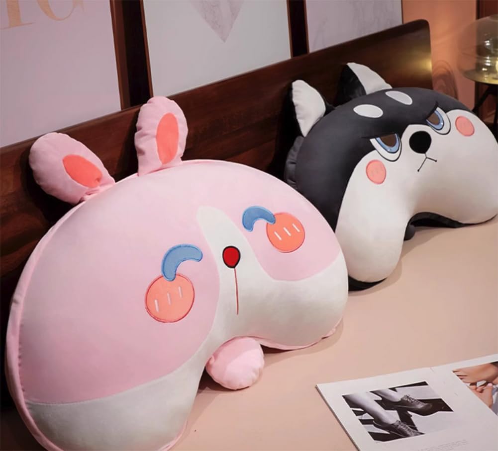 Cute Bed Backrest Pillow Soft Sofa Rest Reading Pillow Side Sleeping Plush Hugging Pillow Office Chair Waist Cushion (Pink Rabbit, 80×40CM/31.5"×15.7")