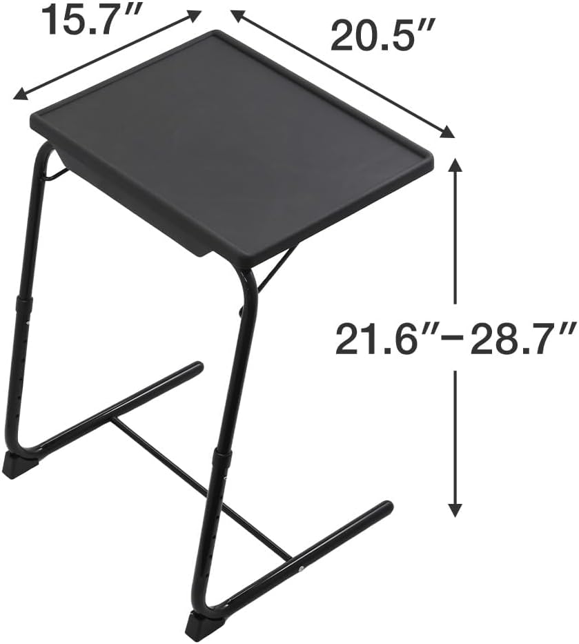 Japard Folding TV Tray Table, Small Bedside Sofa Dinner Table with Cup Holder, Adjustable 6 Height & 3 Tilt Angle (White_ 2 pcs)