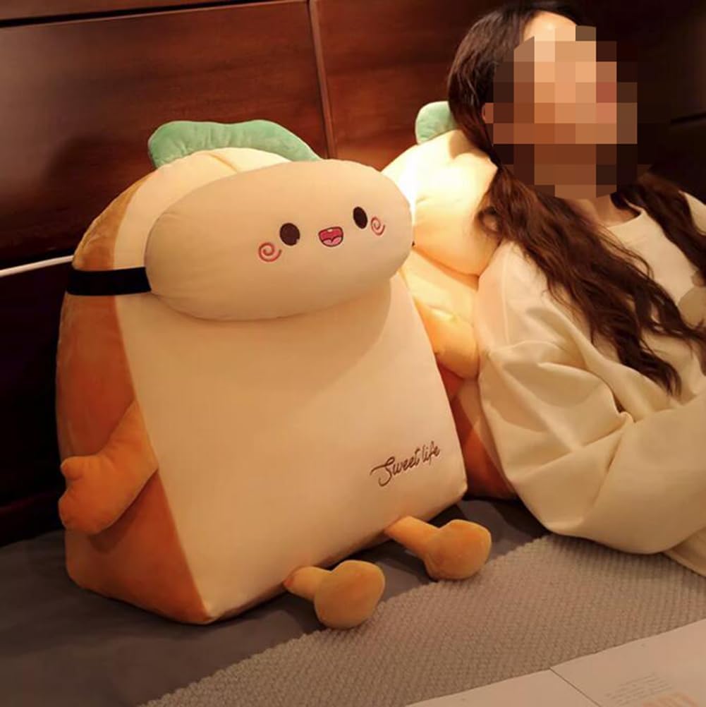 Funny Plush Bed Backrest Pillow Cute Reading Back Pillow Sofa Lumbar Support Pillow Back Cushion Reclining Pillow (Shy Pattern, 50×40×20cm/19.7"×15.7"×7.87")