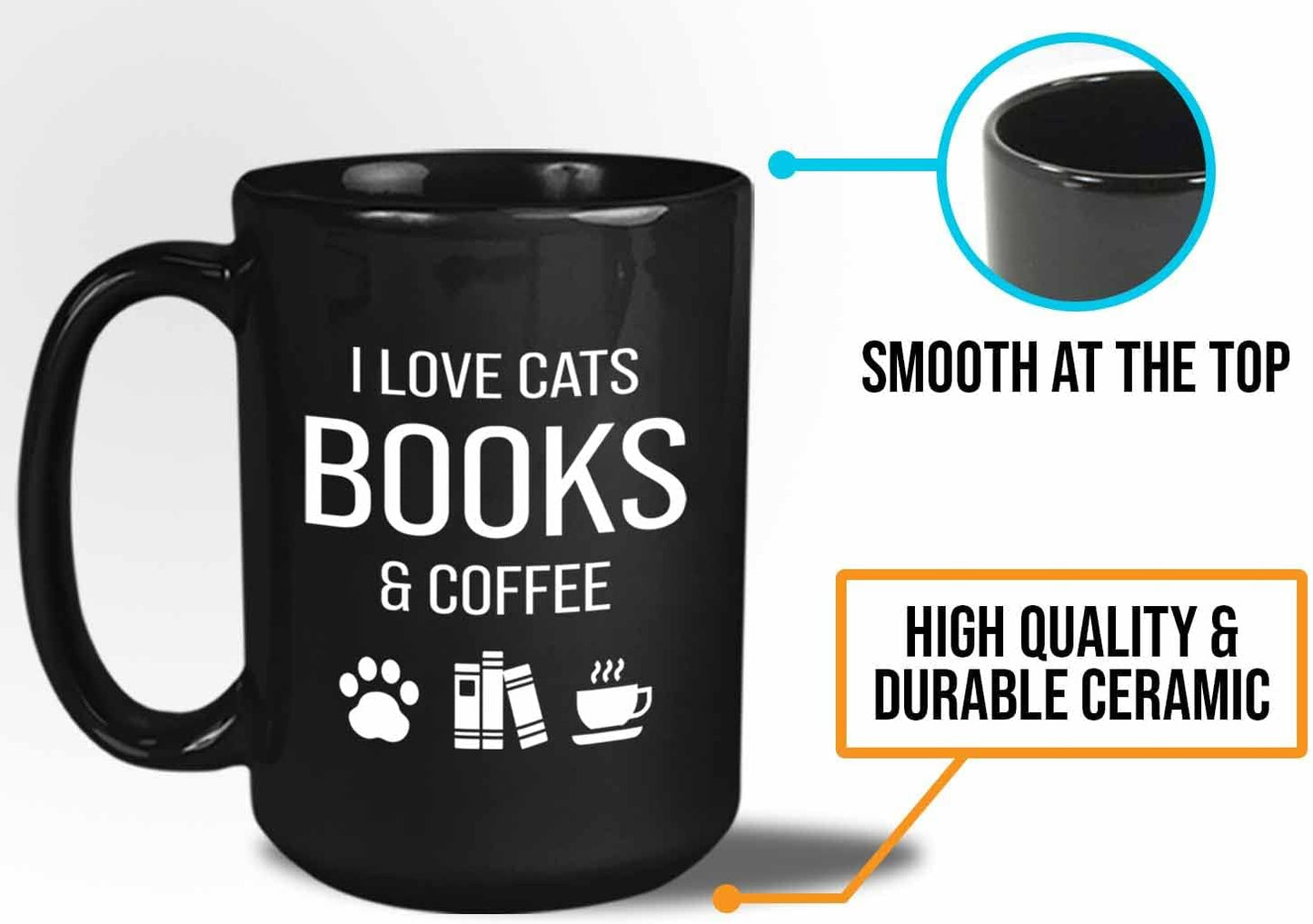 Bubble Hugs Book lovers Coffee Mug 15oz Black - Cats Books Coffee - Author Writer Library Editor Introvert Lovers Cat Chill Relax Bookworm Reading