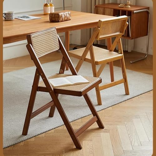 Leather Upholstered Chair,Mid Century Vintage Rattan Chair Adjustable Back Stackable Comfy Rattan Seat Ideal for Bedroom Living Room Reading Room Dining Area Wood Frame