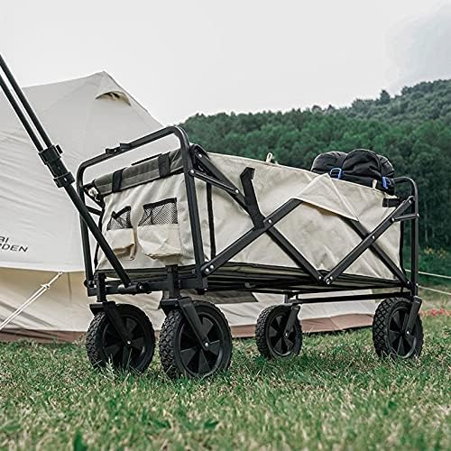 Portable Camping Cart,Camping Wagon, Folding Garden Cart, Shopping Trolley, Heavy Duty Utility Use with Side Bag and Storage Bag -