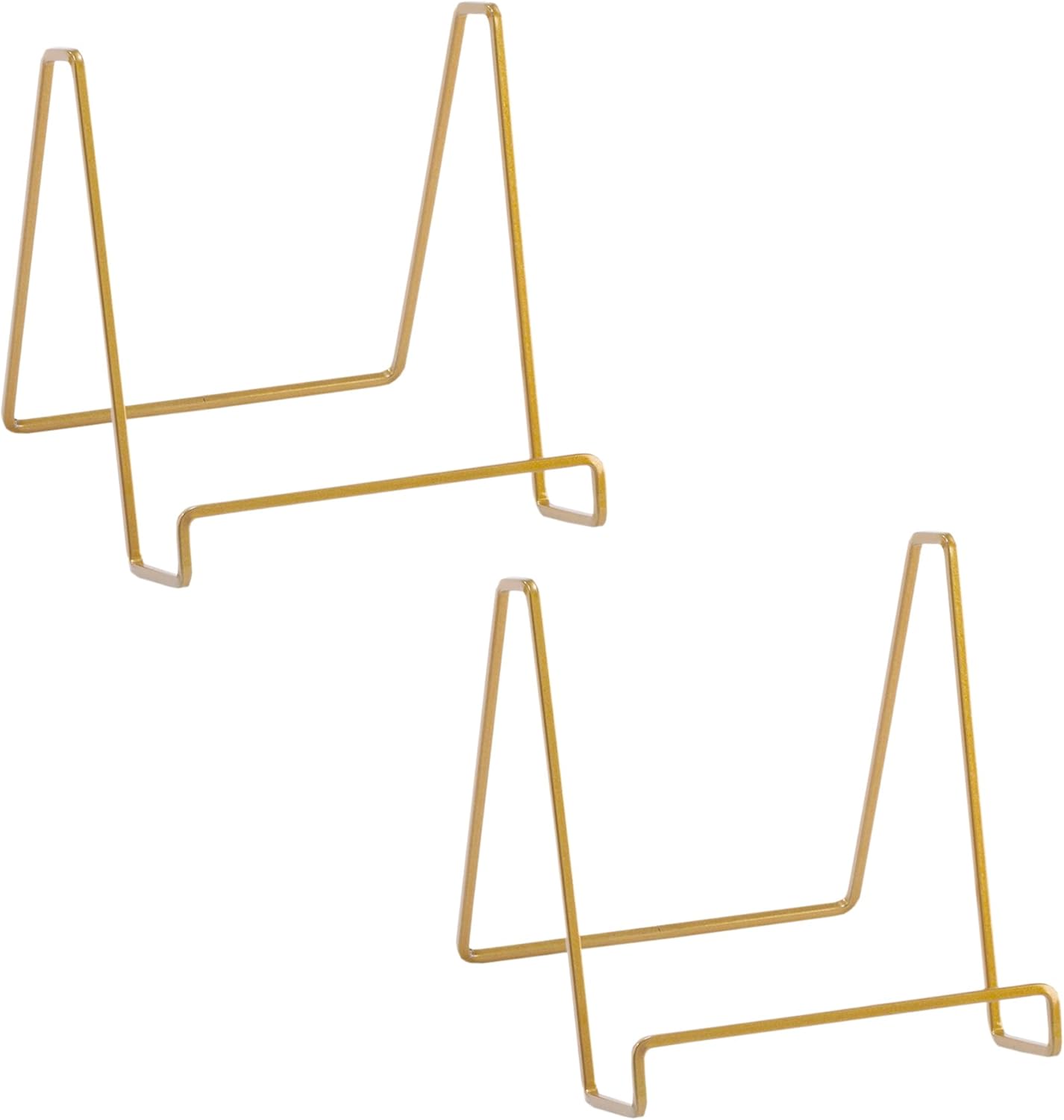 TRIPAR Square Metal Wire Stand, Gold Finish (2 Pack, 6-Inch Depth) - Tabletop Display - Handcrafted Edge Design For Sleek & Modern Look - Perfect for Kitchen Cookbooks, Plates, Photos & More