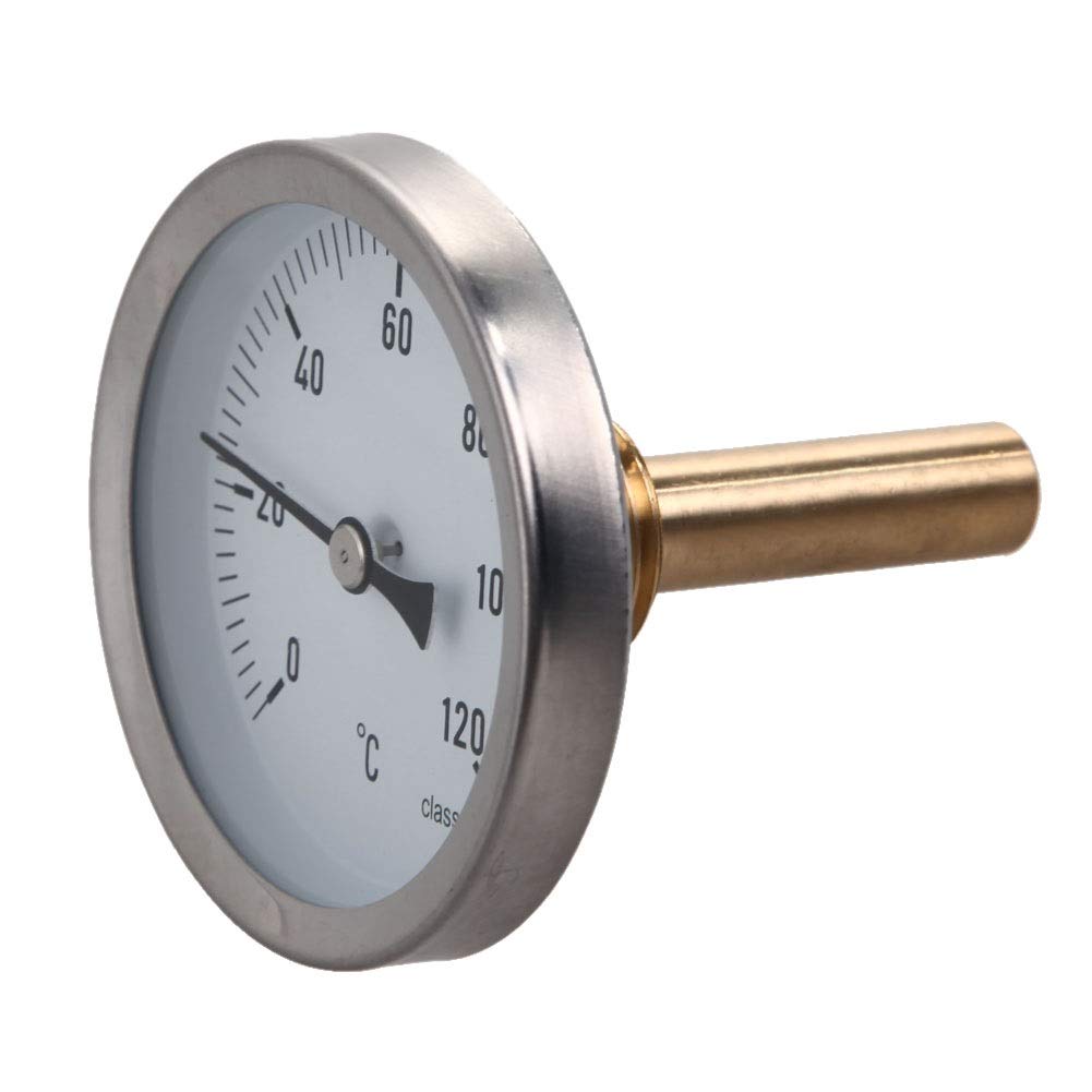 Analog Thermometer 63mm Dial Horizontal ，Horizontal Aluminum Temperature Indicator 0-120°C
