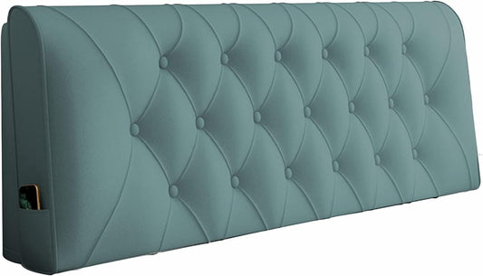 Headboard Bedside Cushion No Wash PU Lumbar Support Pillow Anti-Collision Reading Backres for with/Without Headboard Bed Sofa (Color : Pink-B Size : 160X60X6CM) (Green b)