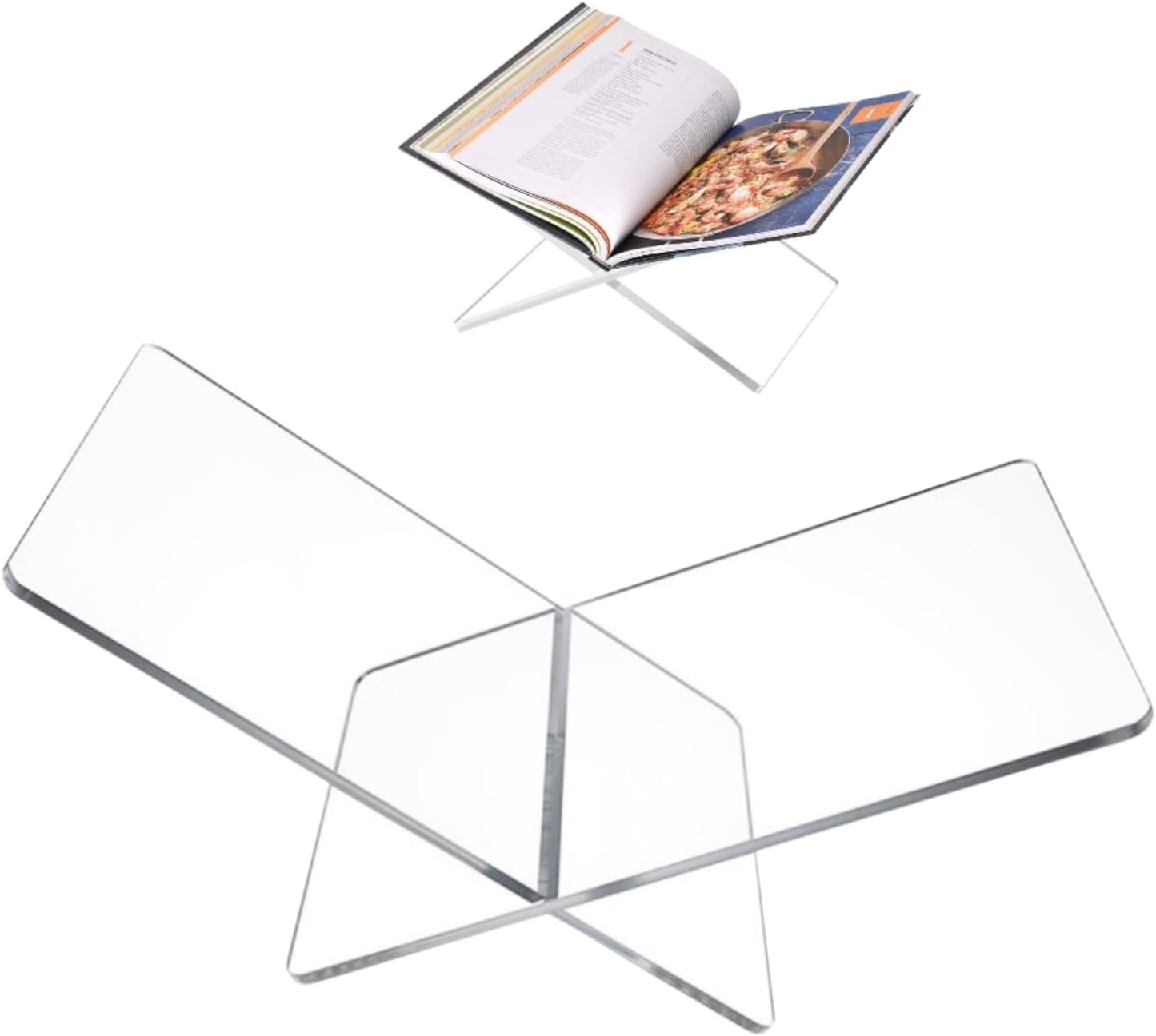 Acrylic Book Stand 13.5 x 6.7 x 5 in Large Open Book Display Stand for Cookbook Art Book Bible Guest Book - Coffee Table Book Stand for Reading - Transparency Detachable Tabletop Decor