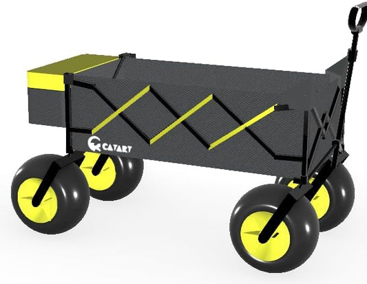 10.5-inch Balloon Wheel in Black and Yellow Beach Wagon with Big Wheels for Sand