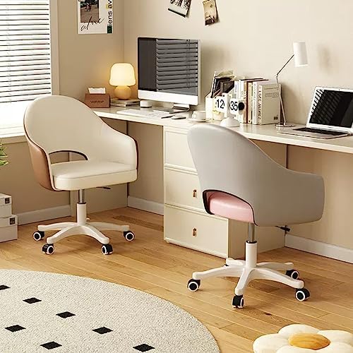 Ergonomic Computer Desk Chair, Executive Leather Swivel Chair with Latex Cushion, Height Adjustable, Stylish Vanity Chair, Ideal for Home Office & Reading - Blue+ge