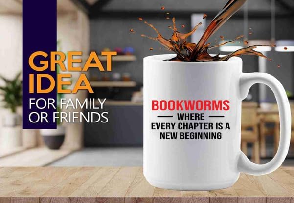 Book Lover Coffee Mug 15oz White -new beginning - Book Lovers Gifts Book Reader Gifts Book Club Gifts Book Reading Cup Reading Gifts