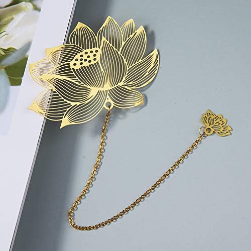 4 Pack Metal Bookmarks with Chain, Golden Hollow Bookmark Gift for Book Lovers, Writers, Readers, Children, Teens, Men, Women, Adults