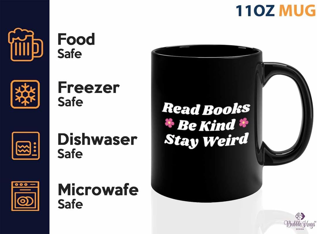 Reading Coffee Mug 11oz Black - Read Books - Reader Gift Bookworm Owl Lover Cat Lover Book Lover Novelist Librarian Writer
