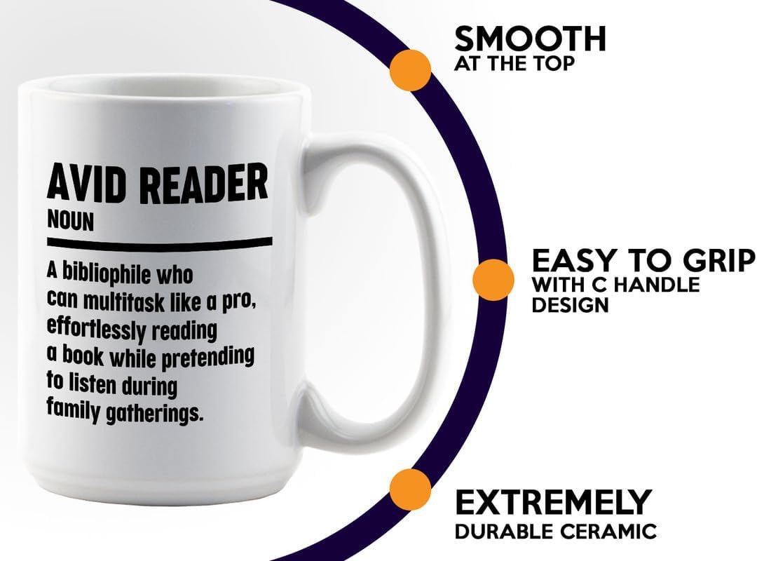 Book Lover Coffee Mug 15oz White - Effortlessly Reading - Book Lover Gifts For Women Book Club Book Lovers Gifts Bookworm Book Reader Gifts
