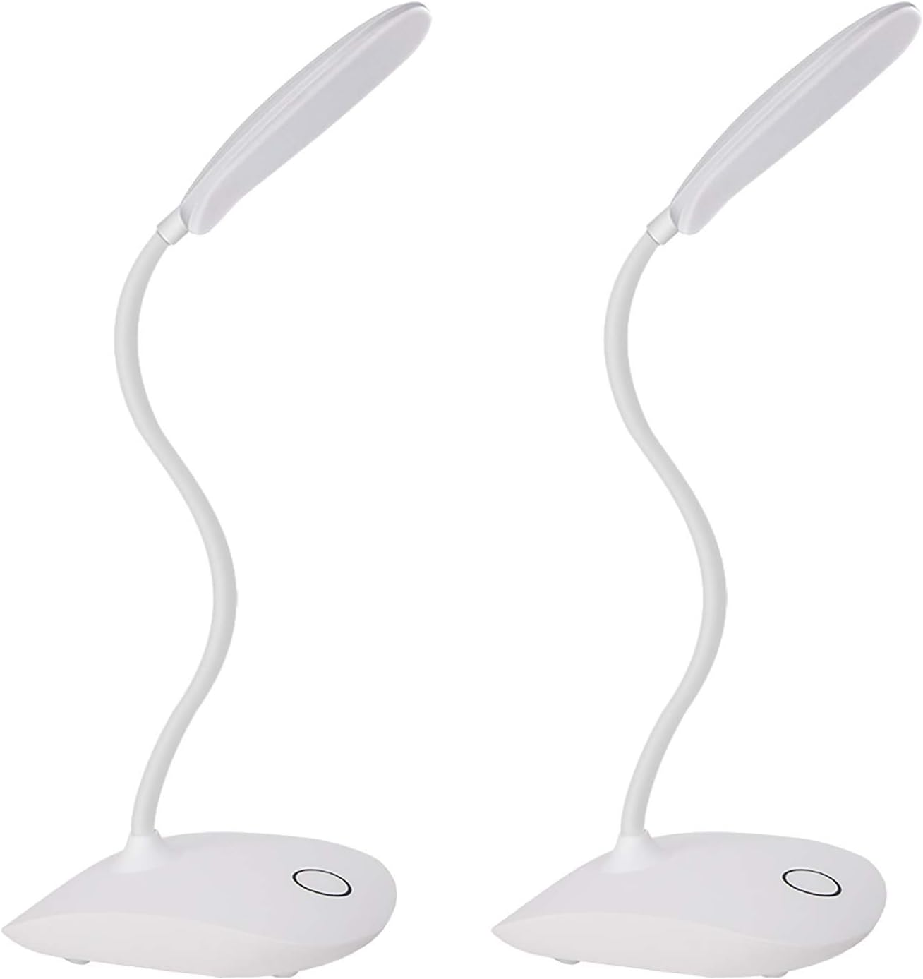 DEEPLITE LED Desk Lamp Battery Operated Lights Cordless Rechargeable Lamp, Flexible Portable Light for Bed Craft Nail Home Office, Eye-Caring Dimmable Small Desk Lamp Wireless Reading Lamp - 2 Pack