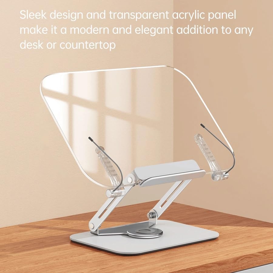 Desktop Bookshelf with Degree Rotating Bottom Page and Transparent Acrylic Panel, Suitable for Textbooks