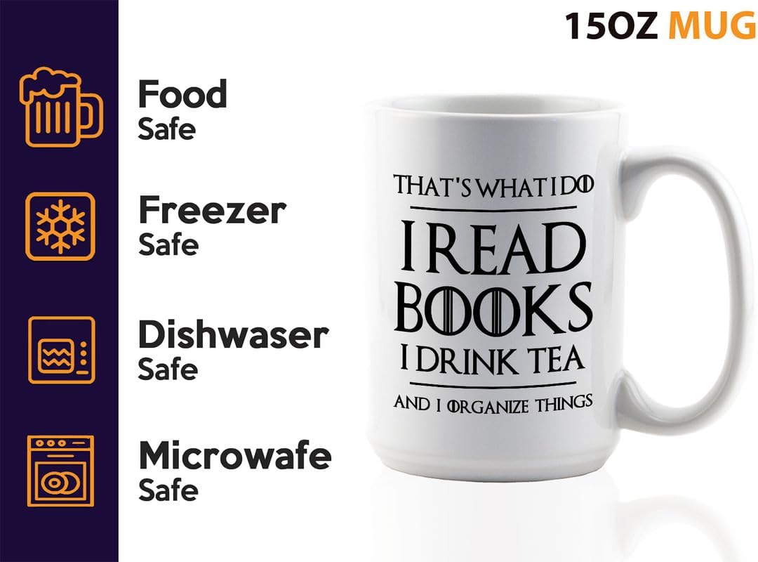 Book Lover Coffee Mug 15oz White - Tea Organize Things - Book Lover Gifts For Women Book Club Book Lovers Gifts Bookworm Book Reader Gifts