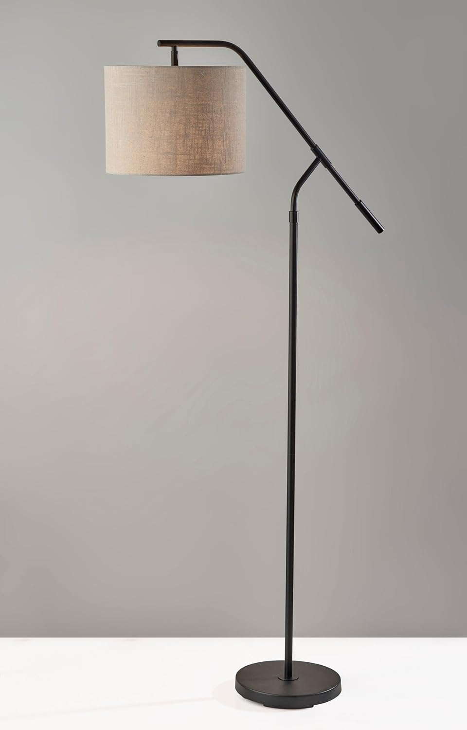 Adesso Black Lamp with Light Brown Shade – Adjustable Arm, 3-Way Switch, Accent Lighting for Bedroom, Living Room, or Home Office, 60” Tall