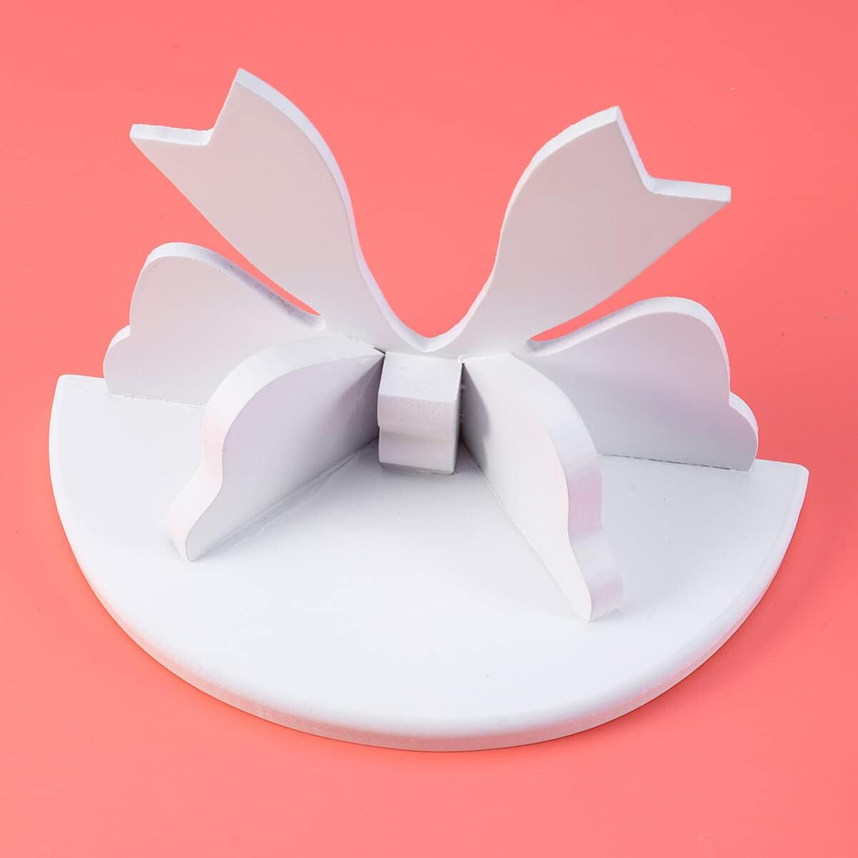 DOITOOL Wooden Floating Shelf Wall Mounted Nordic Style Butterfly Semicircle Storage Shelf for Wall for Bathroom Bedroom Kitchen Living Room (White)