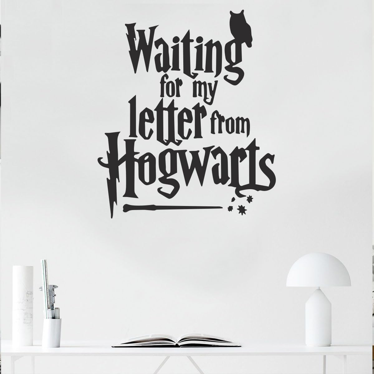 Vinyl Wall Art Decal - Waiting for My Letter from Hogwarts - 22" x 19" - Harry Potter Inspired Quote for Children's Little Kids Home Apartment Bedroom Nursery Playroom Daycare Decor