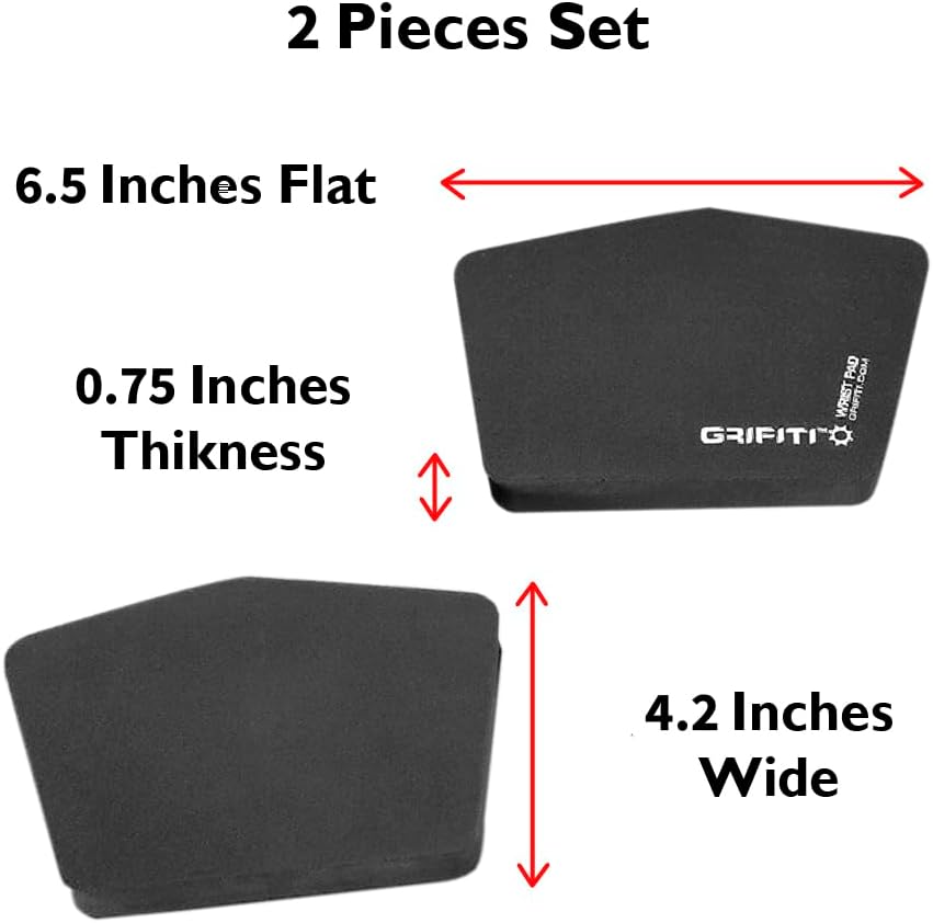 GRIFITI Fat Wrist Pad Ergodox 2 Piece Set 6.5" x 4.2" x 0.75" Mirror Wrists Rests Support Accessories for Gaming Computer Keyboard Sets - Hand Rest Ergonomic Keyboards Pads Palm Resting (Black Nylon)