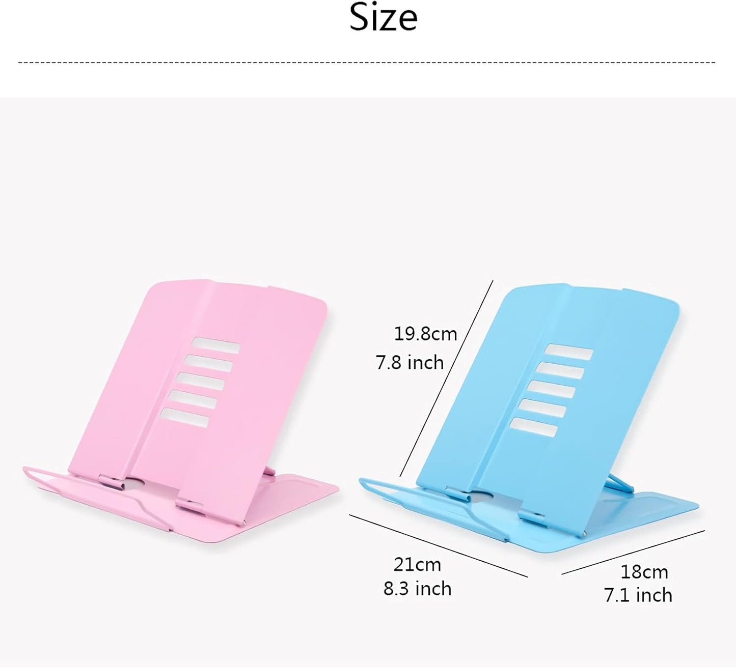 Book Stands and Holders for Reading Metal Portable Book Stand, Textbook Cookbook Tablet Stands Holders, 8 x 7 x 8 inch Reading Stand Adjustable Height Book Stands for Kitchen and Office (Blue )