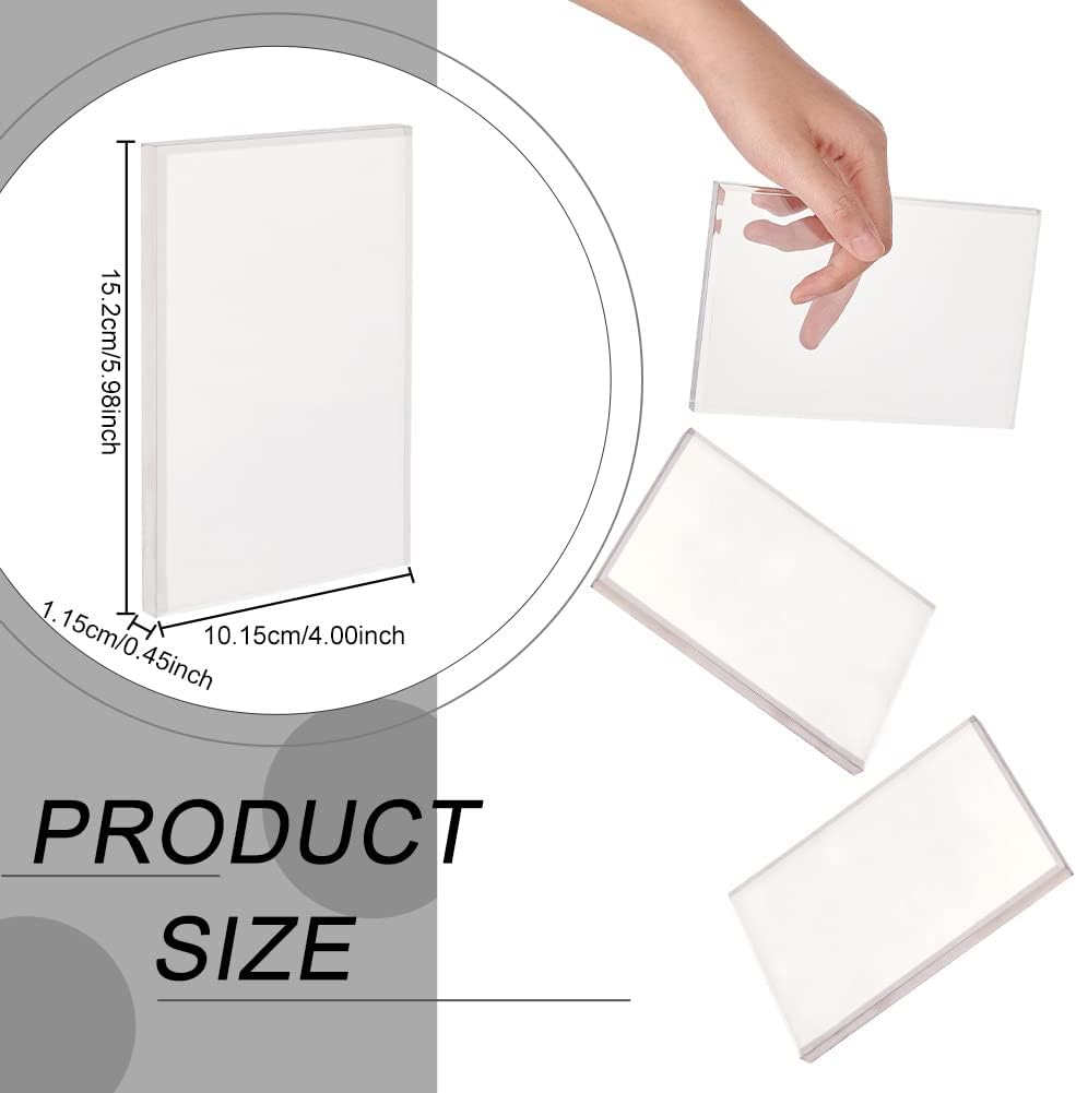 FINGERINSPIRE Acrylic Beveled Display Base 6"x 4"x 0.5"(LxWxH) Clear Acrylic Display Block Rectangular Jewelry Display Stand Acrylic Solid Display Holder for Home Decor Showing Photography Props