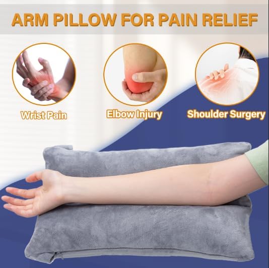 Arm Pillow, Memory Foam Arm Rest Pillow for Adults and Side Sleepers, Elbow Support Elevation Pillow for Post Surgery and Numbness with Removable Cover (Grey)