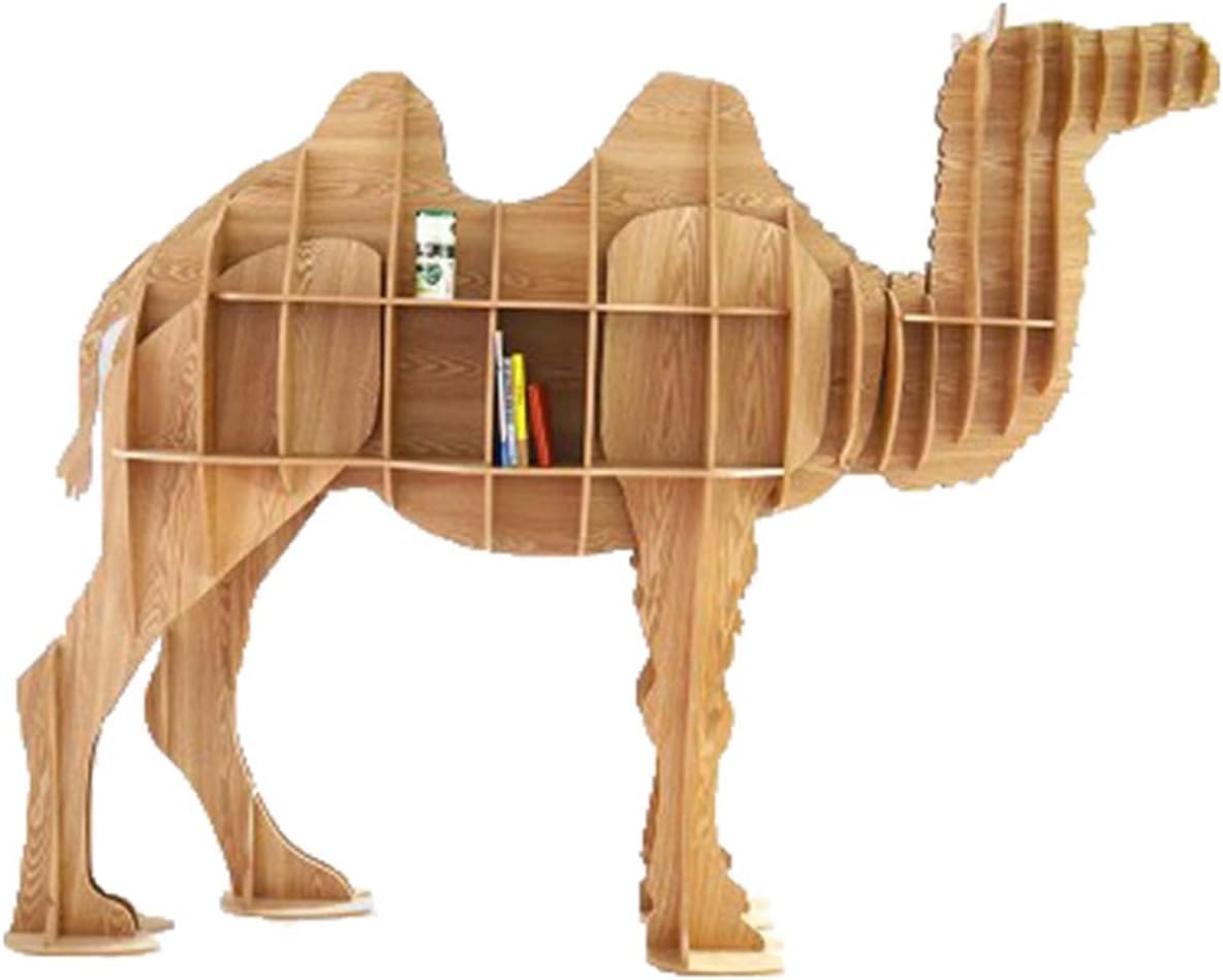 Wooden Bookshelf - Animal Shape Storage Shelf, Camel Camel Bookshelf Decorative Rack Window Floor Ornaments Table, Children's Bookcase, Log Shelf Reading Storage Display Stand (Size