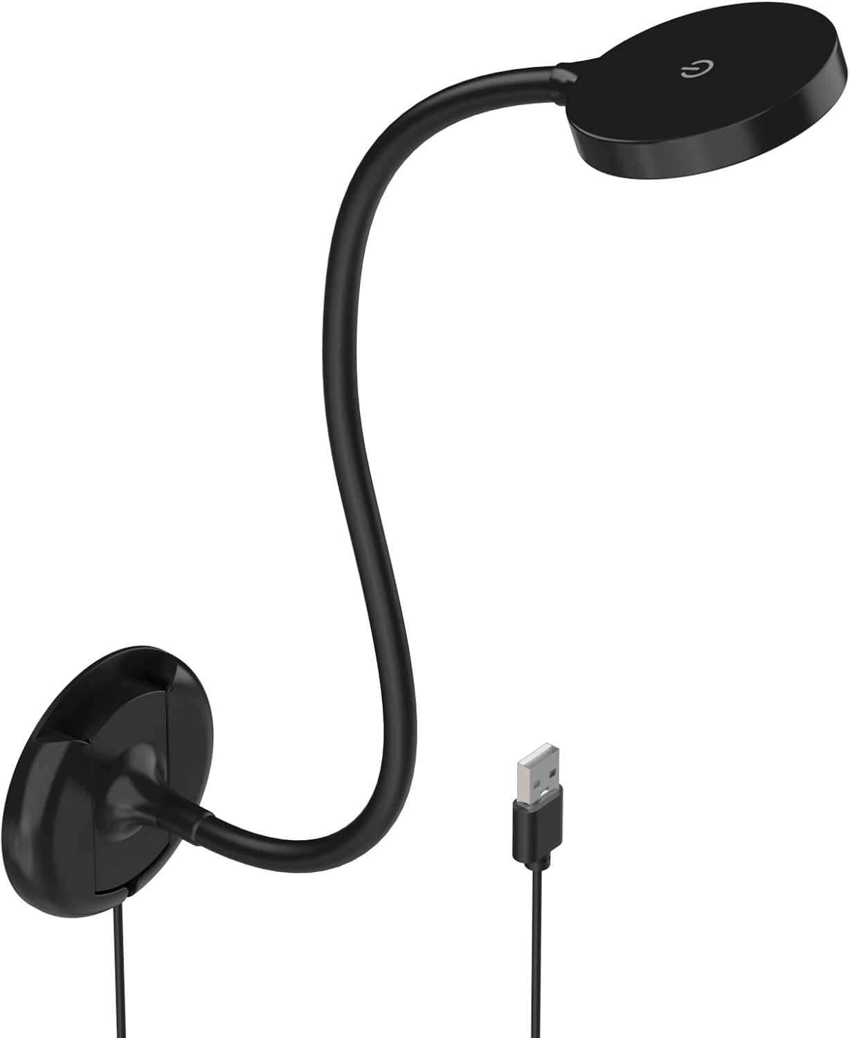 ENUOTEK LED Wall Mounted Reading Light with Gooseneck for Books in Bed, USB Operated Black LED Bedroom Wall Lamp, 100%-70%-35%-15% Dimmable and 5000K- 4000K- 3000K Adjustable Lighting Colors