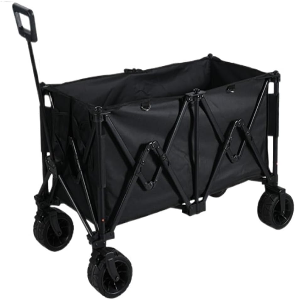 Portable Camping Cart,Outdoor Folding Aluminum Alloy Beach Trolley Cart for Camping and Picnic Small Pull Cart for Off Road Adventures Black Color