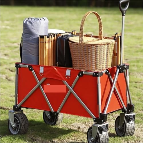 Portable Camping Cart,Beach Trolley Cart Camping Camper Lightweight Portable Folding Trolley Multi Functional Picnic Car Outdoor Carts Black