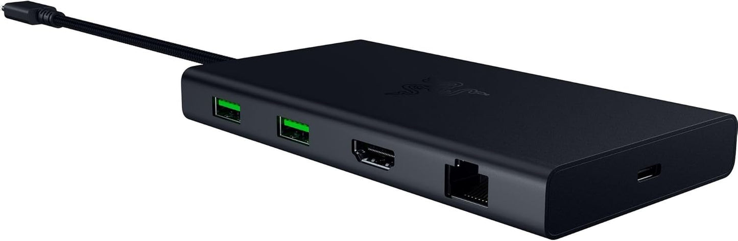 Razer USB C Dock 11-Port Travel Charging Station for Windows Mac Laptop iPad Surface Chromebook Galaxy Tab: Type C, HDMI, Ethernet, MicroSD - 4K 60 Hz Display - 85 W Tablets + Mobile Fast Charge