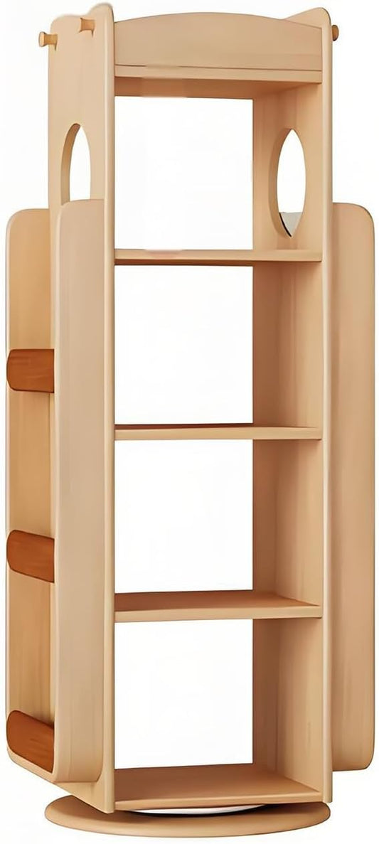 Rotating bookshelf,rotating bookshelf tower,spinning bookshelf,rotating book shelf,unique bookshelf,horizontal bookshelf,shelf,Suitable for living room, study, bedroom, office, balcony(Primary color,4