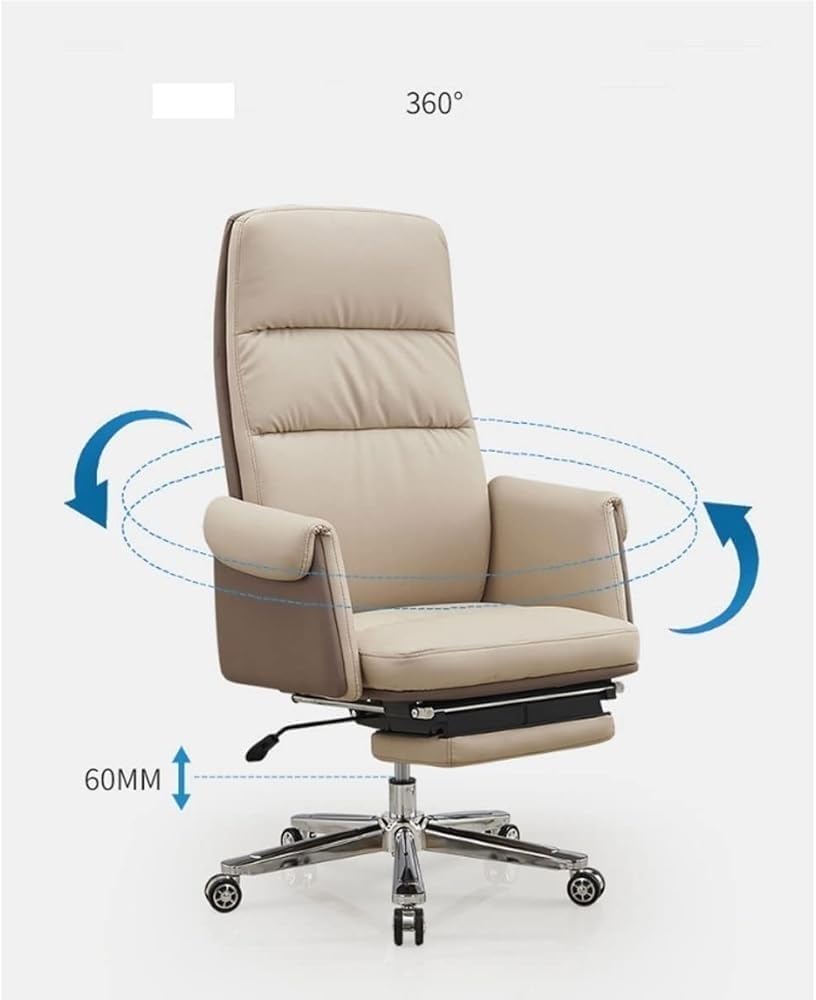 Reclining Executive Leather Computer Gaming Chairs Adjustable Lifting Swivel Desk Office Chair for Workstation Meeting Room Lunch Break Reading