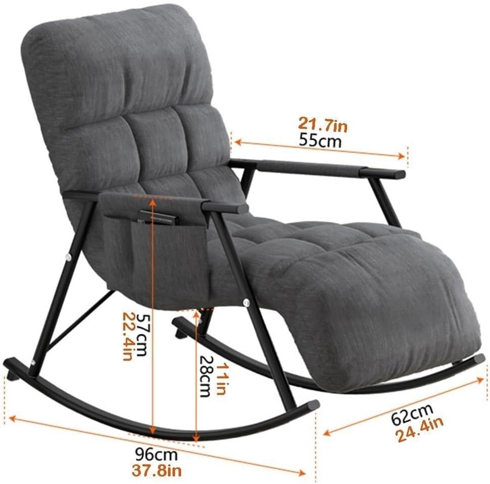 Modern Gray Rocking Chair - Reclining Armchair for Living Room, Soft Sleeper & Reading Chair for Bedroom Lounge, Stylish Comfort for Home Decor
