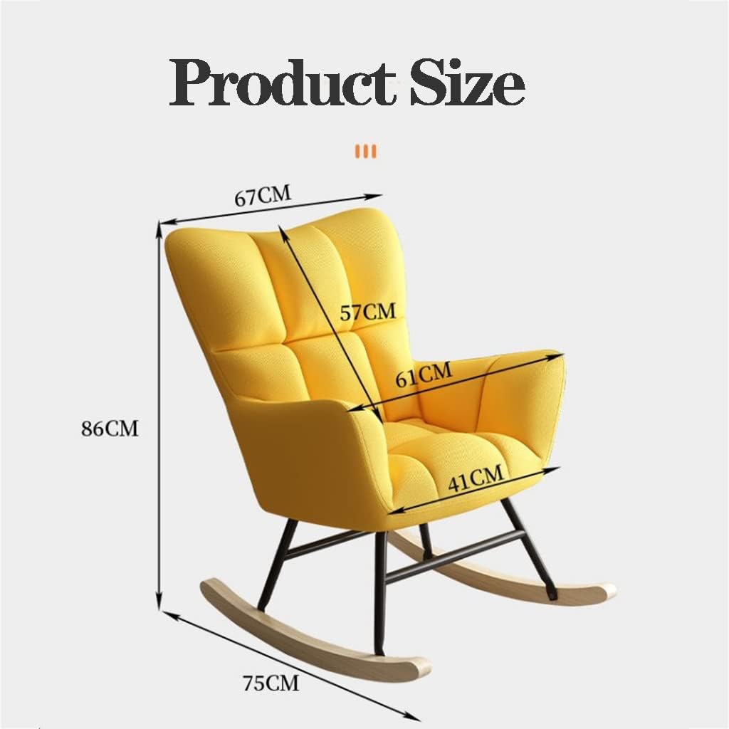 LSLYTQ Single Rocking Chair Patchwork Fabric Leisure Chair High Back Padded Living Room