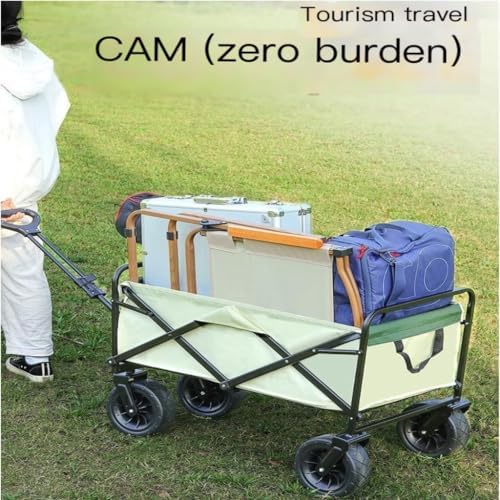 Portable Camping Cart,Outdoor Folding Beach Cart with Pull Rod Portable Camping Trolley for Camper Hand Push Trailer with Small Pull Car Foldable and Easy to Carry Black Color Id